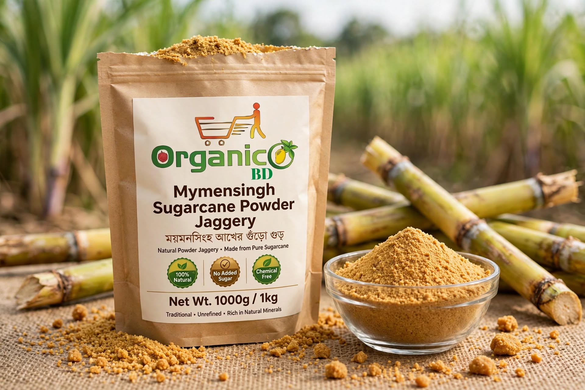 akher gur 1kg - mymensingh pure jaggery powder chemical free - OrganicO BD home delivery